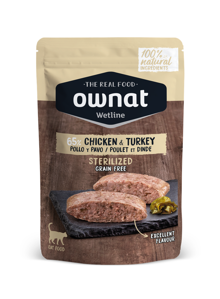 OWNAT WETLINE CAT STERILIZED Pollo y Pavo 12 x 85 gr