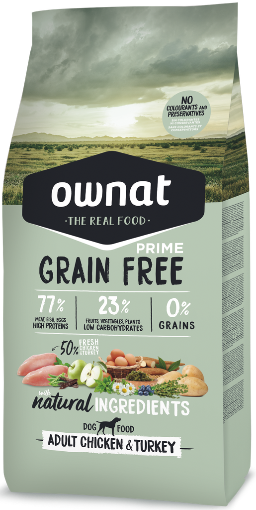 OWNAT GF PRIME AD. CHICKEN&TURKEY DOG